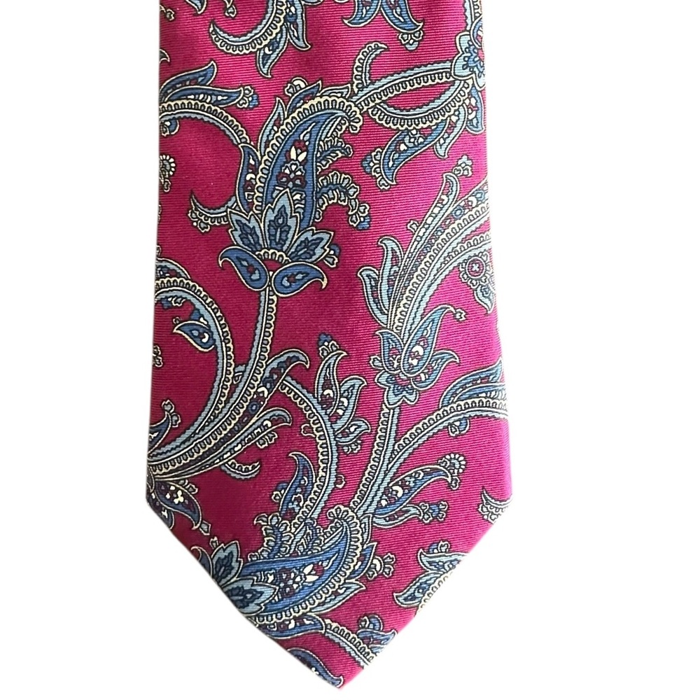 Vintage Christian Dior Men's Burgundy/Blue Paisley 100% Italian Silk Neck Tie